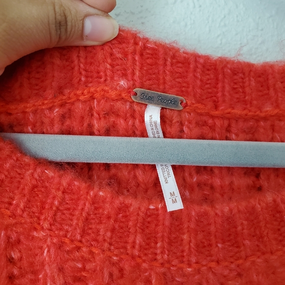Free People Red Hot Carter Knit Pullover Balloon Sleeve Sweater Top Womens M - Picture 12 of 13